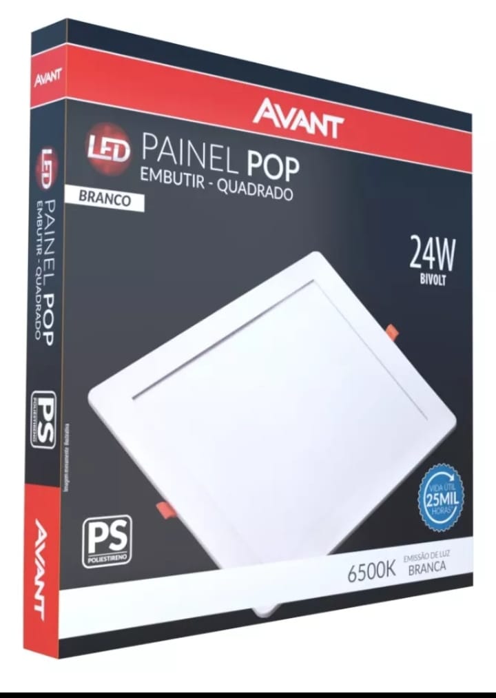 Plafon Led Quadrado Embutir 24w Branco Neutro 4000k 30x30