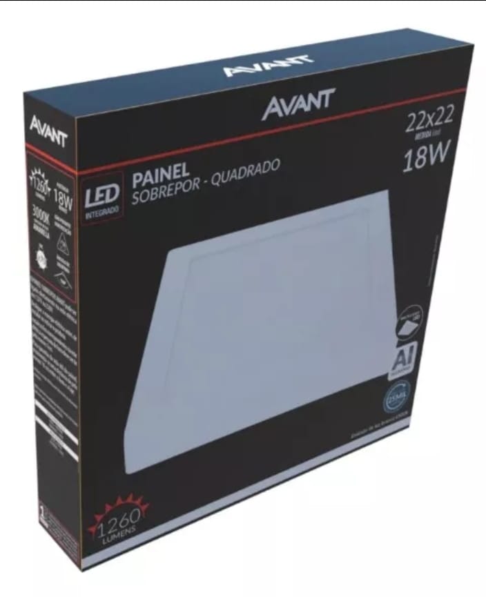 Plafon Led Quadrado 18w Painel Sobrepor Slim Avant