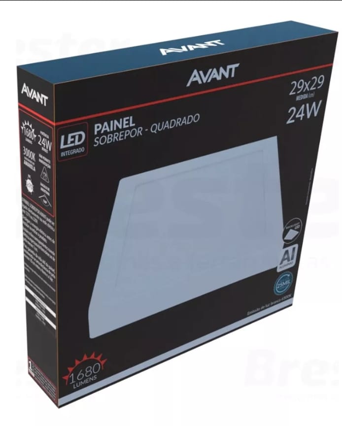 Plafon Led Quadrado 24w Painel Sobrepor Slim Avant 1ª Linha