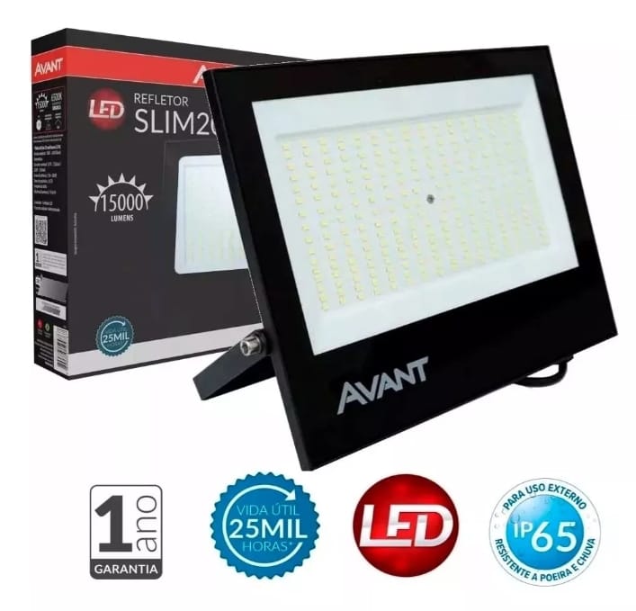 Refletor Led Slim 200w Prova D´agua Branco Frio 6500k