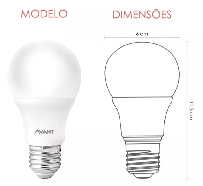 Lâmpadas Led 9w Bulbo Avant 6500k Branco Frio Luz Branca Luz Branco-frio 110V/220V