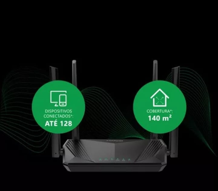 Roteador Wifi 6 Dual Band Mesh Gigabit 4 Antenas Intelbras W6-1500 Cor Preto