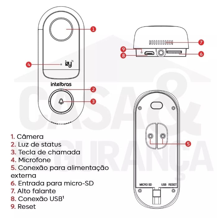 Vídeo Porteiro Smart Ivw 3000 Wi-fi Intelbras Cor Preto Bivolt