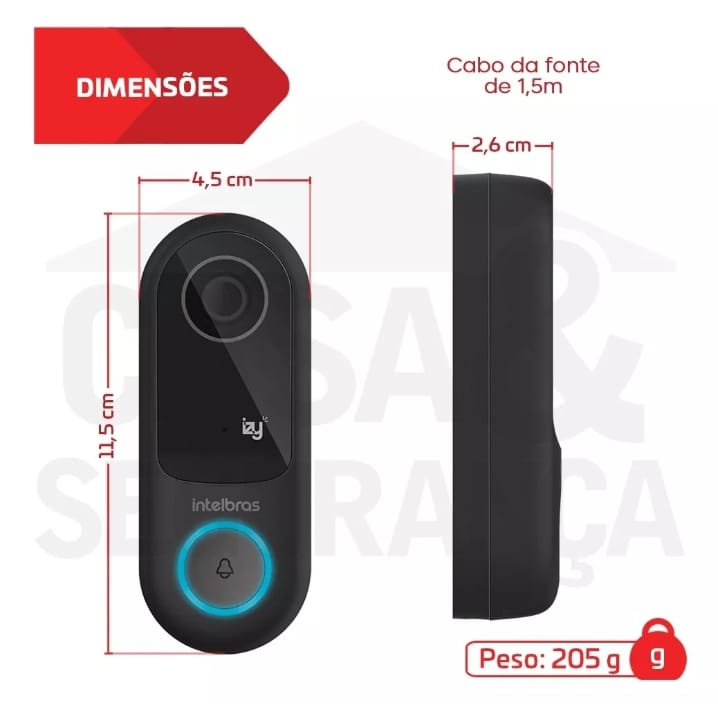 Vídeo Porteiro Smart Ivw 3000 Wi-fi Intelbras Cor Preto Bivolt