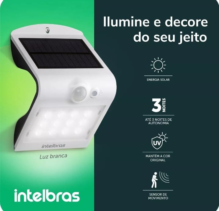 Arandela Solar Integrada Intelbras Asi 220 Luz Branca Cor Branco