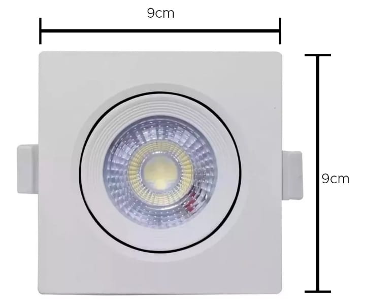 Kit 10 Spot Led Quadrado Embutir Quente 3000k 5w Teto Gesso luz amarela