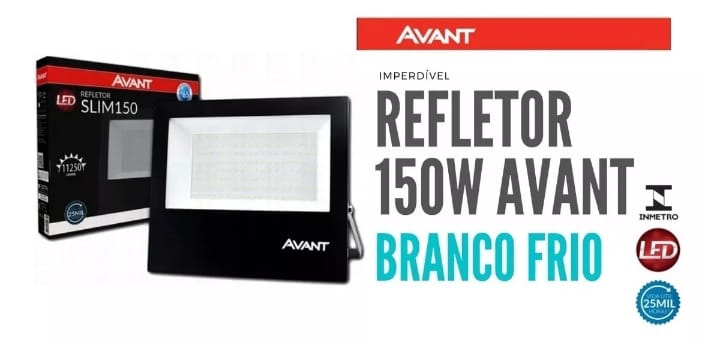 Refletor Led 150w Bivolt Branco Frio 6500k Avant Externo Cor da carcaça Preto Cor da luz Branco-frio 110V/220V