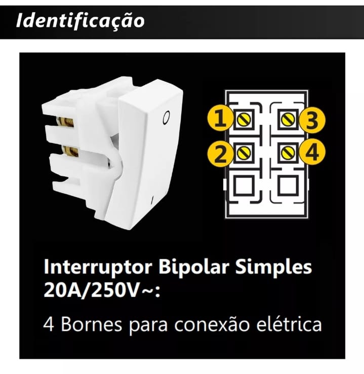 Interruptor Bipolar Simples 20a C/ Placa 4x2 Modulare Fame